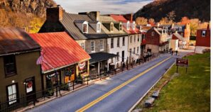 the sunset over harpers ferry, west virginia