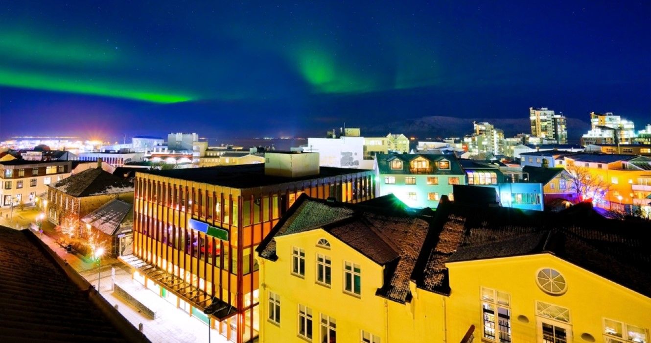 Aurora Boreal em Reykjavik, Islândia