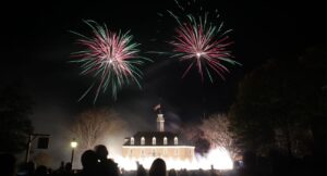 Fireworks for the annual Grand Illumination In Historic Williamsburg Virginia