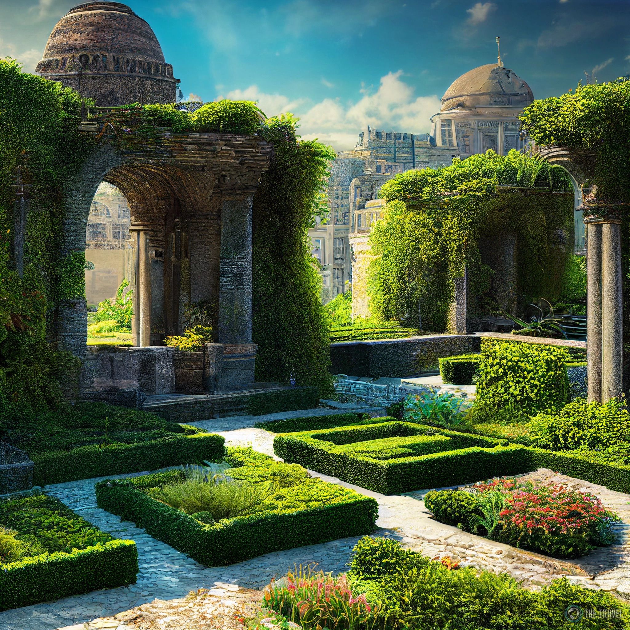 Planta jardim no terraço do palácio Babylon