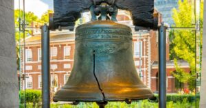 a close up of the liberty bell