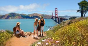 Golden Gate Bridge, over Pacific Ocean in San Francisco