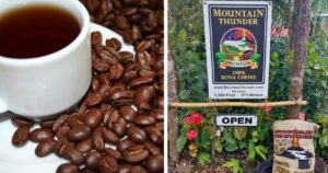 mountain thunder kona coffee sign hawaii