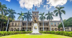 Iolani Palace in historic downtown, Honolulu