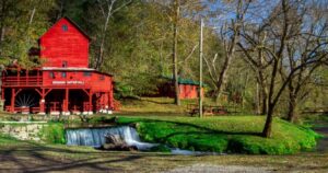 a red water mill in the ozarks