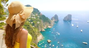 Tourist Woman In Capri Italy