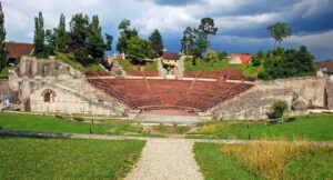 Roman Amphitheater At Augusta Raurica archaeological site