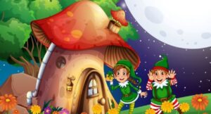 elf and a mushroom house