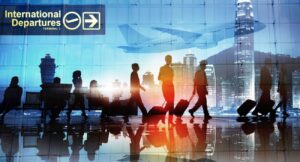 Silhouettes of Business People Walking in an Airport