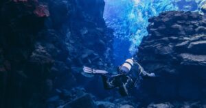 Snorkeling in Silfra fissure, Iceland