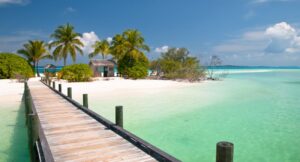 Jetty To A Tropical Bahaman Beach