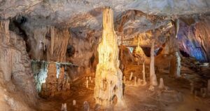 stalactites and stalagmites in abukuma cave, fukushima