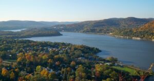 Scenic overlook view of Hudson River valley