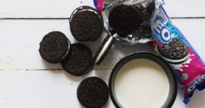 a package of oreos and milk