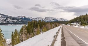 Driving around Jasper National Park, Canadian Rockies, Alberta, Canada